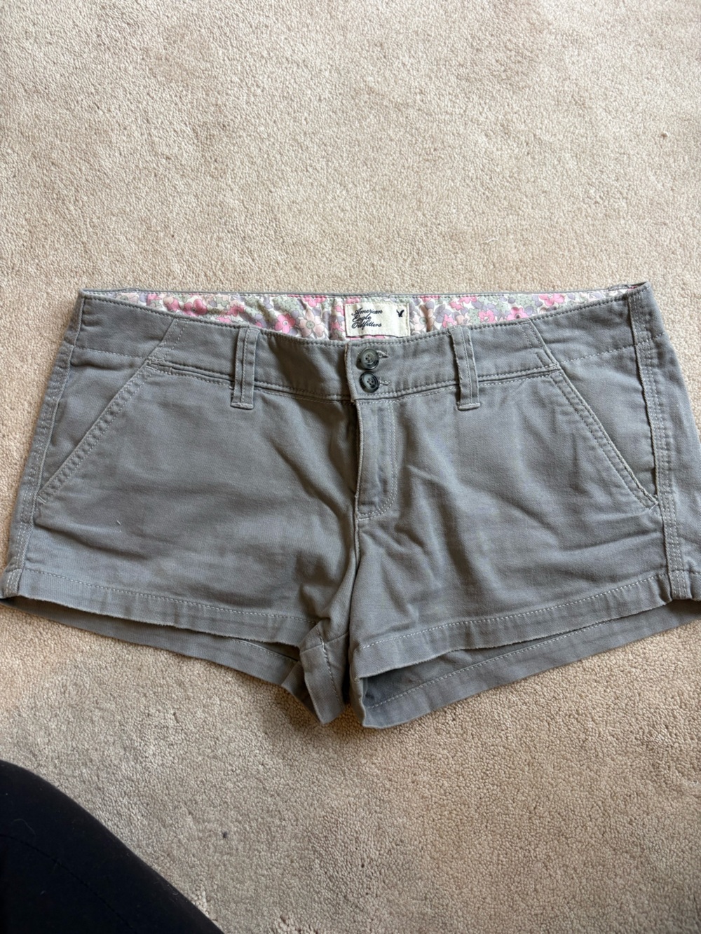 Vintage Gray Low Rise Khaki Shorts